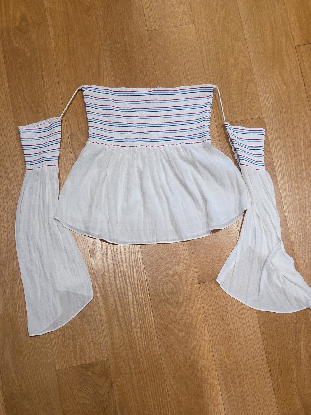 Ramy Brook Raya Striped Tube Top White & Blue Size Small